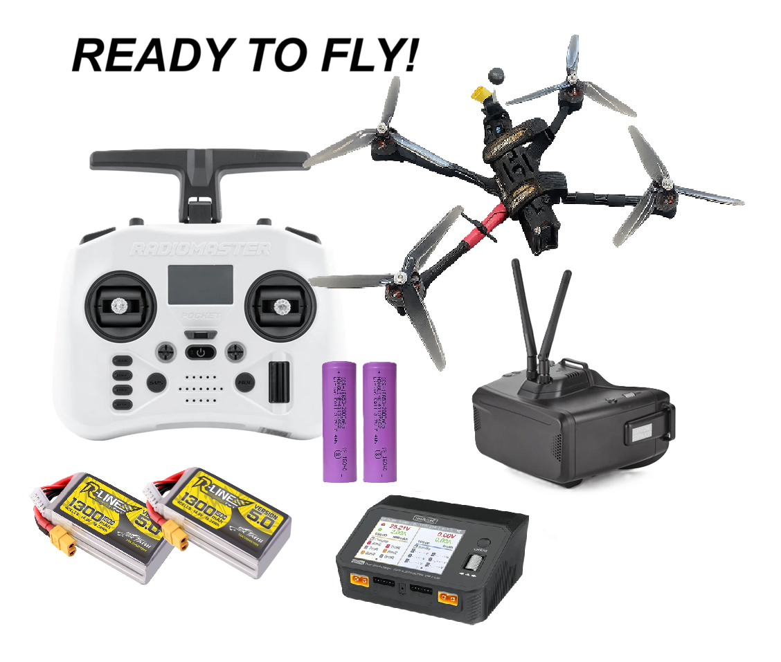 RTF: Aistek FPV 7 inch FPV Drone w/ Skyzone Cobra X V4 Goggles and RadioMaster Pocket Crush ELRS 2.4GHz